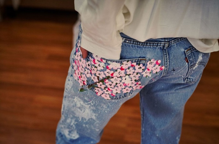 Fashion DIY: Transform Your Old Jeans Into Cute Cherry Blossom Boyfriend Jeans